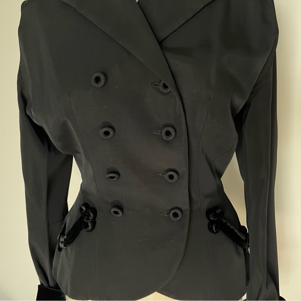 Vintage R & K black velvet trimmed double breasted blazer - Picture 6 of 10
